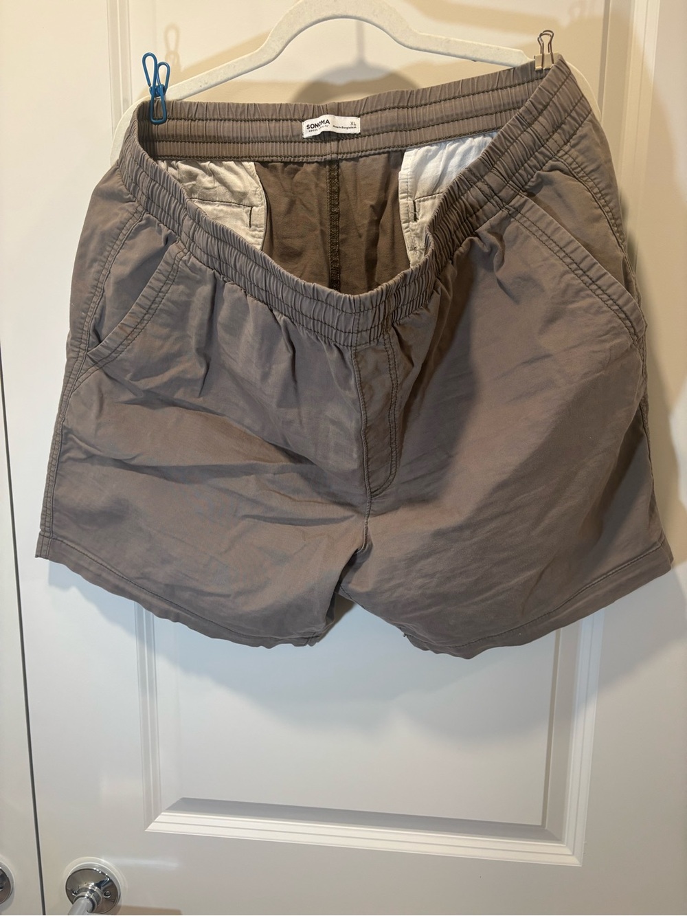 Sonoma Taupe Elastic-Waist Athletic Shorts
